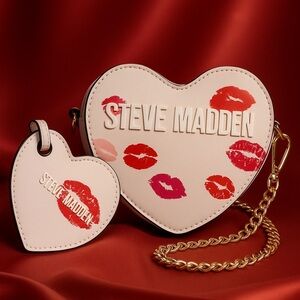 Steve Madden Heart Crossbody Bag w/ Mini Wallet NWT | Kiss Print Faux Leather